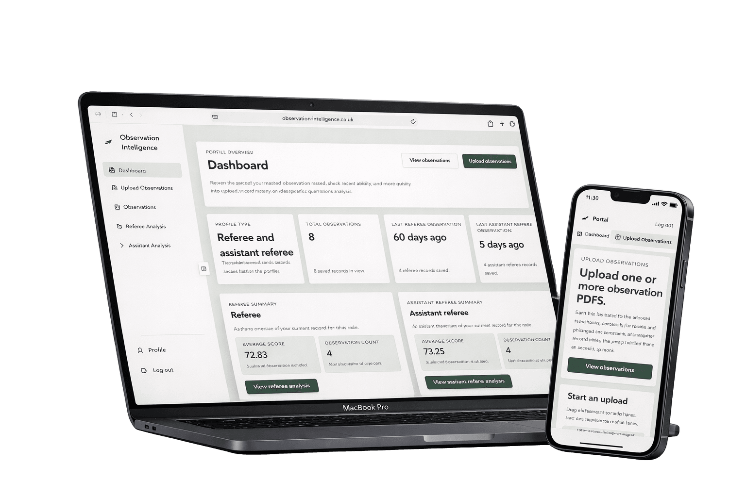 Observation Intelligence platform displayed on a laptop and phone
